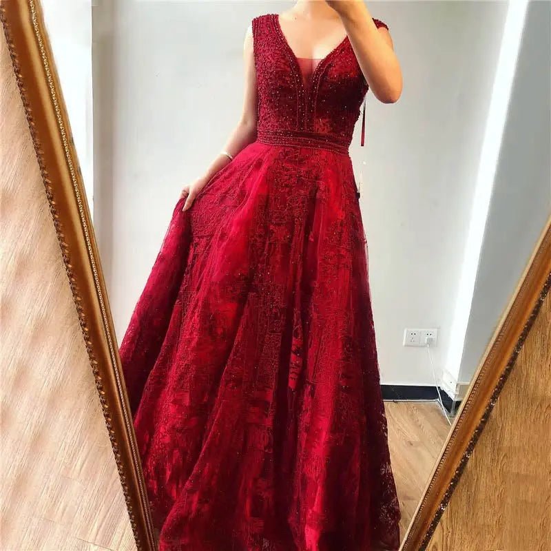 Simeon A-Line Crystal Evening Dress - Mscooco.co.uk