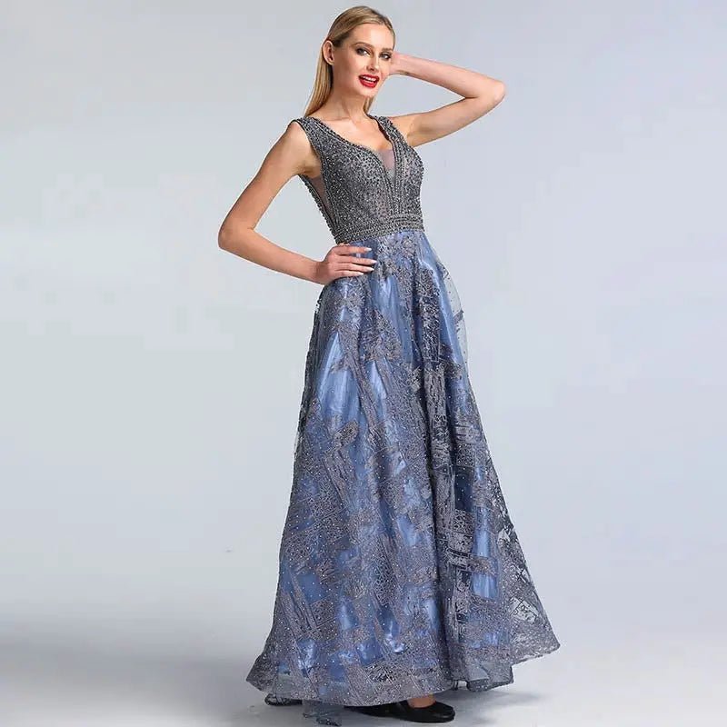 Simeon A-Line Crystal Evening Dress - Mscooco.co.uk