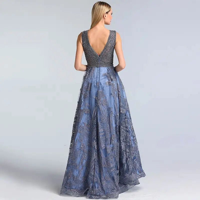 Simeon A-Line Crystal Evening Dress - Mscooco.co.uk