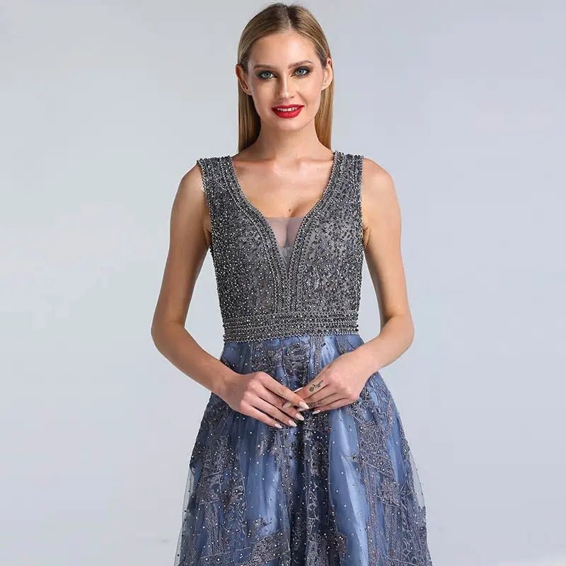 Simeon A-Line Crystal Evening Dress - Mscooco.co.uk