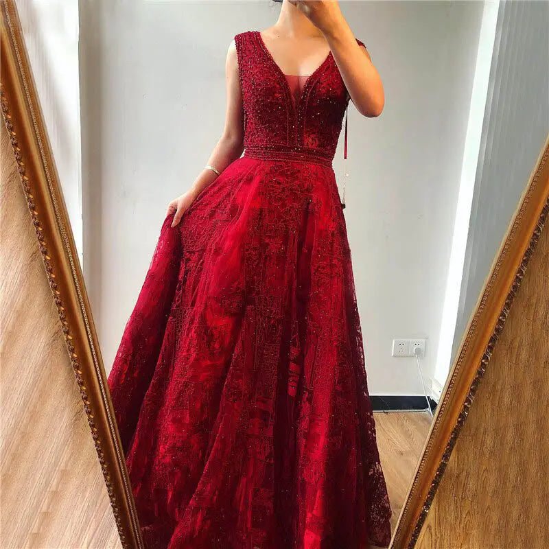 Simeon A-Line Crystal Evening Dress - Mscooco.co.uk