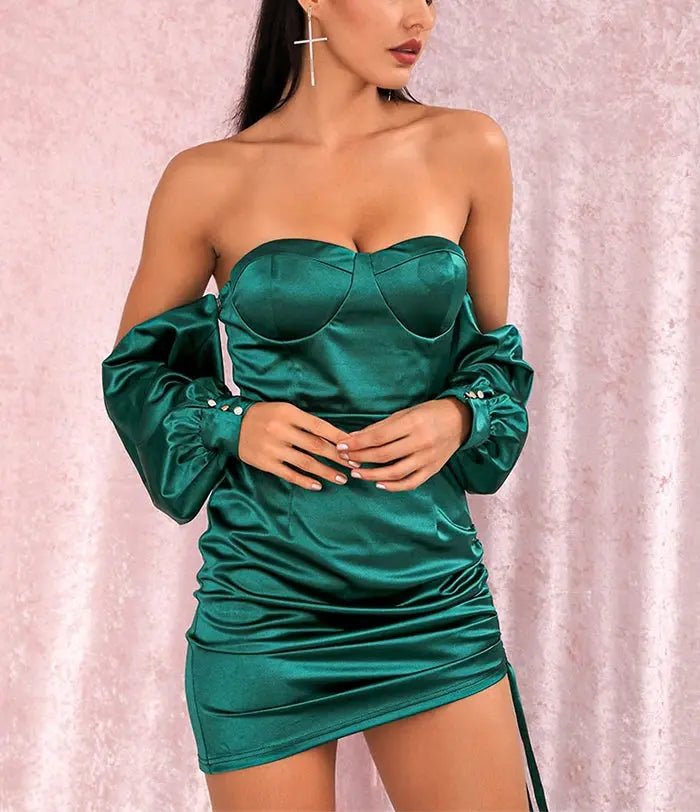 Smocked Tiestring Bodycon Mini Dress - Mscooco.co.uk