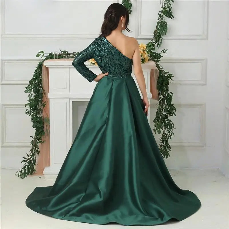 Delara Green Sequined Gown - MSCOOCO