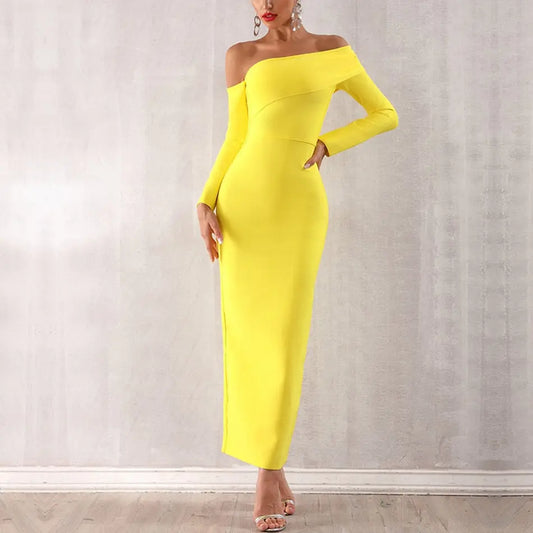 Elegant Slash Neck Evening Party Dress - MSCOOCO
