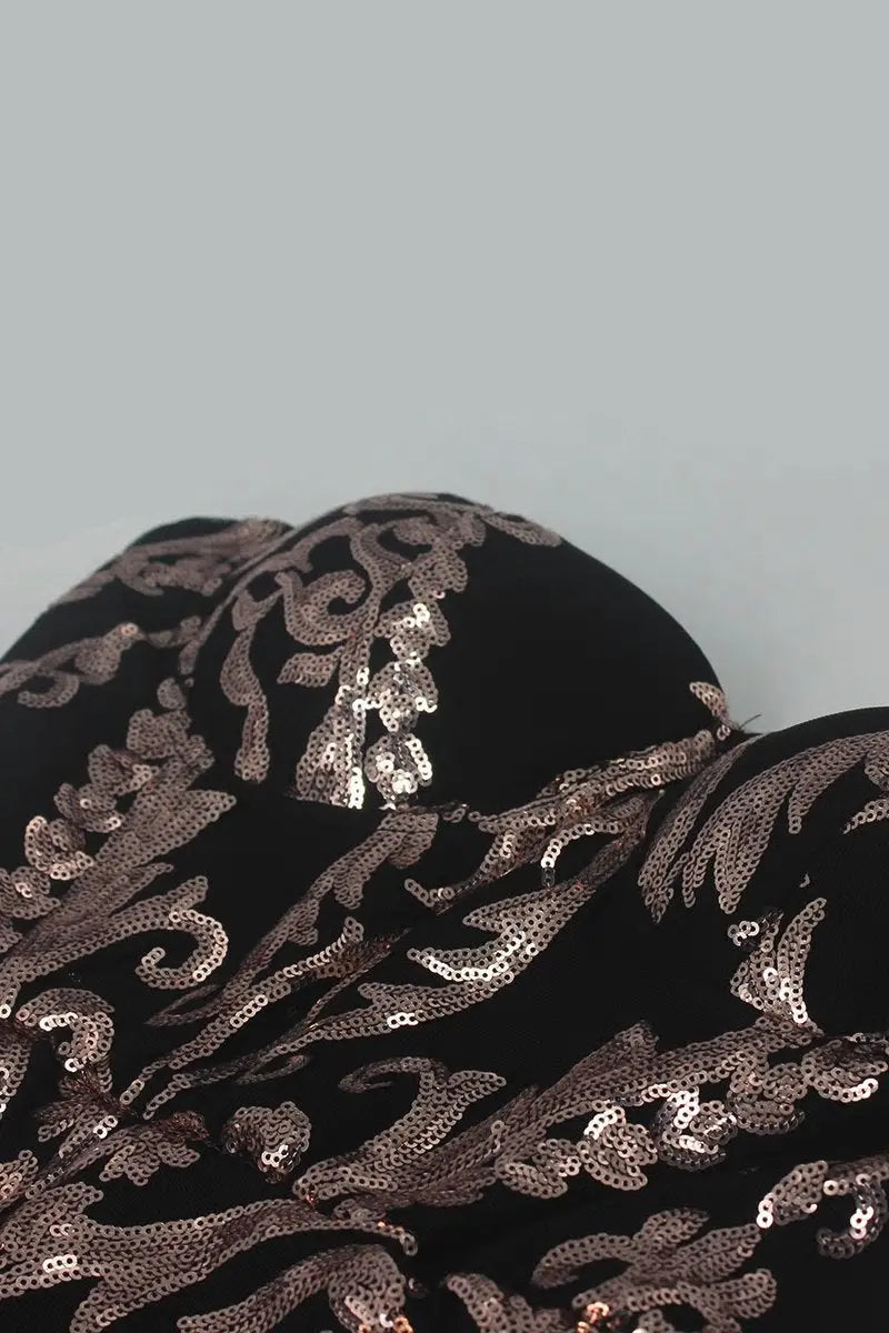 Gold Shine Strapless Sequin Maxi Dress - MSCOOCO