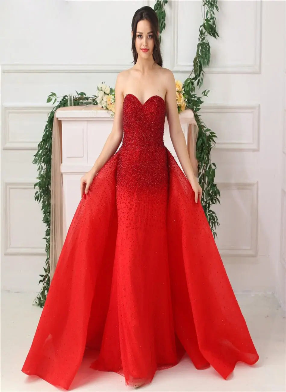 Jessica Red Beading Luxury Formal Dress Mscooco.co.uk