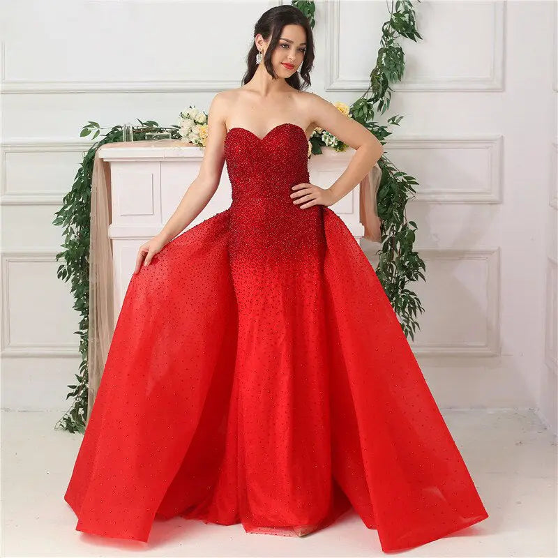 Jessica Red Beading Luxury Formal Dress Mscooco.co.uk