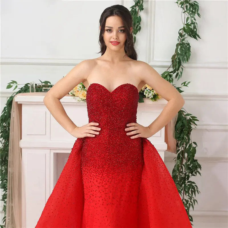 Jessica Red Beading Luxury Formal Dress Mscooco.co.uk