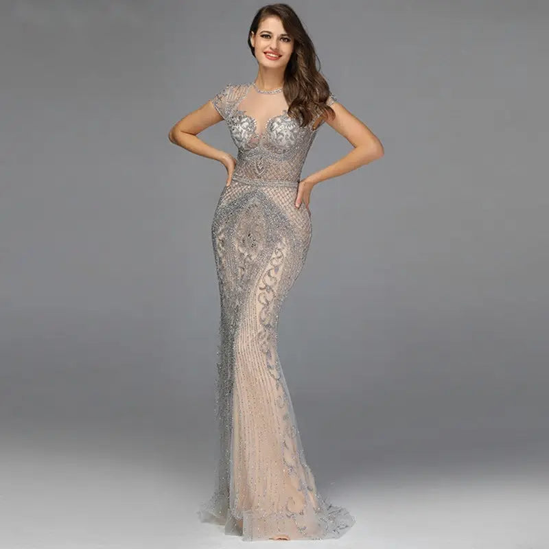KAIA Beaded Embellished Mermaid Dress Mscooco.co.uk