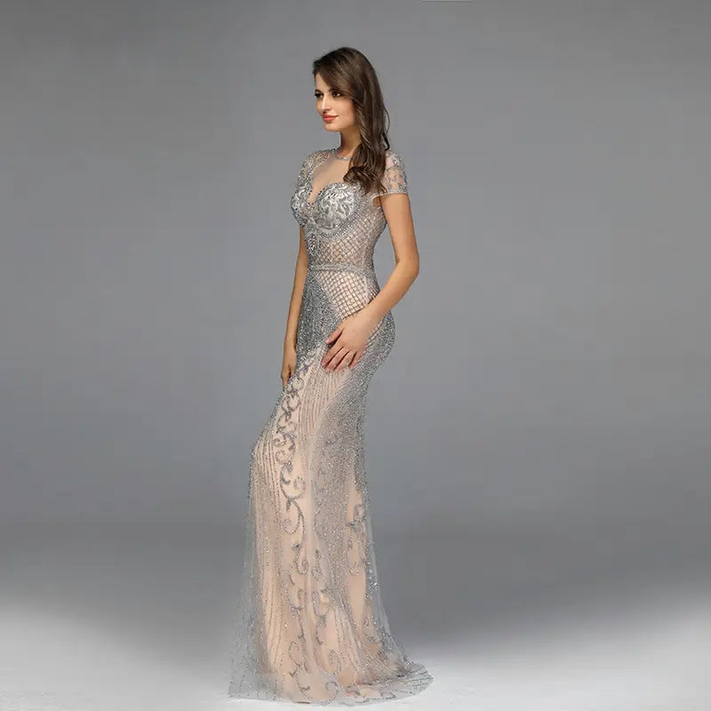 KAIA Beaded Embellished Mermaid Dress Mscooco.co.uk