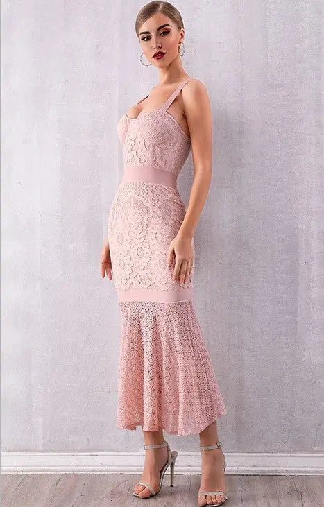 Lace Bandage Elegant Celebrity Runway Dress - MSCOOCO