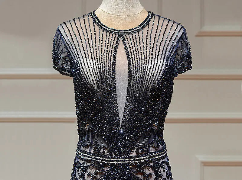 Leona Luxury Illusion Beading Prom Gown Mscooco.co.uk