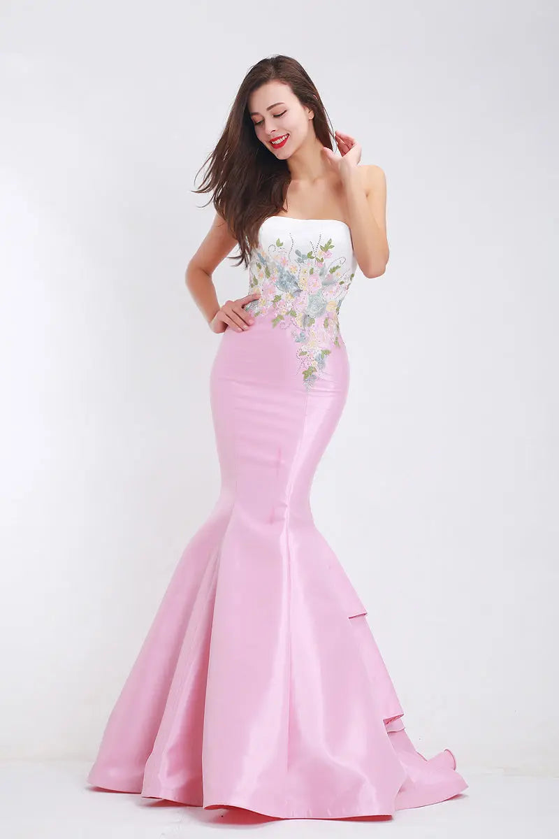 Mila - Pink Satin Fishtail Maxi Dress Mscooco.co.uk