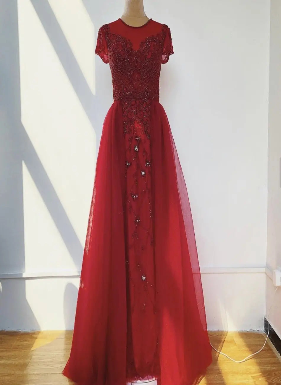 Nyla Beaded Embellished Evening Dress - Mscooco.co.uk