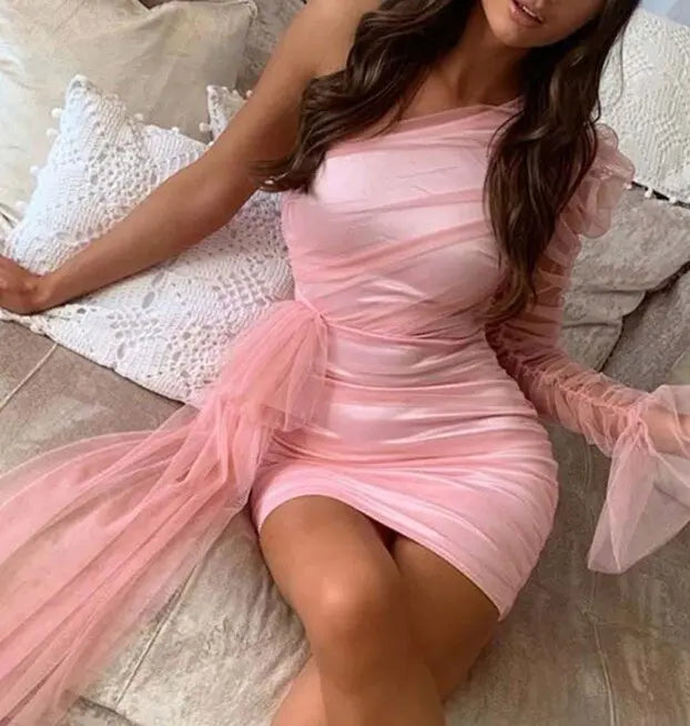 pink bow puff sleeve bodycon mini dress Summer Pink Bow Square Collar Sexy Club Mini Dress Women Fashion Elegant Party Dress 2026 Korean Bodycon Casual Evening Vestidos
