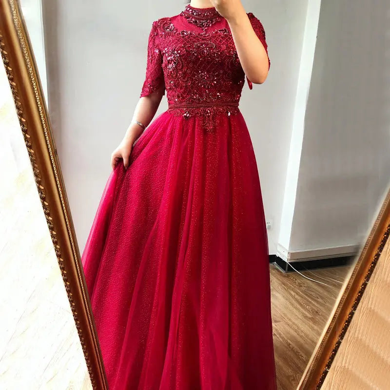 Raquel Diamond Beading Sparkle Evening Dress Mscooco.co.uk