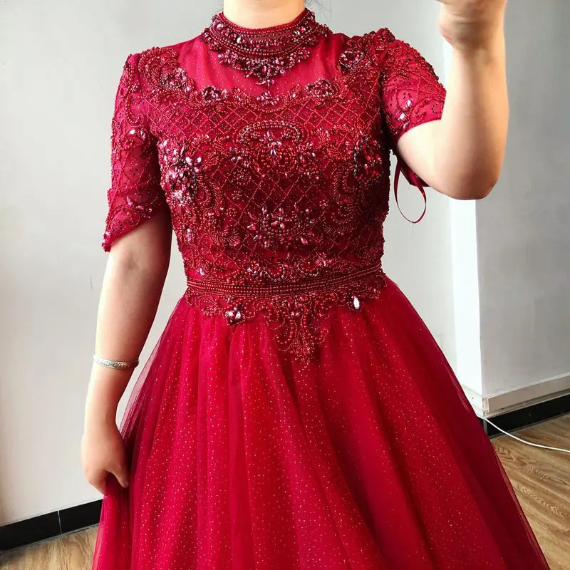 Raquel Diamond Beading Sparkle Evening Dress Mscooco.co.uk