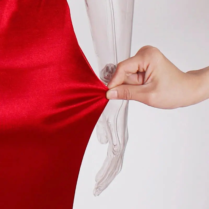 Red Strapless Backless Padded  Split Leg  Maxi Dress - MSCOOCO