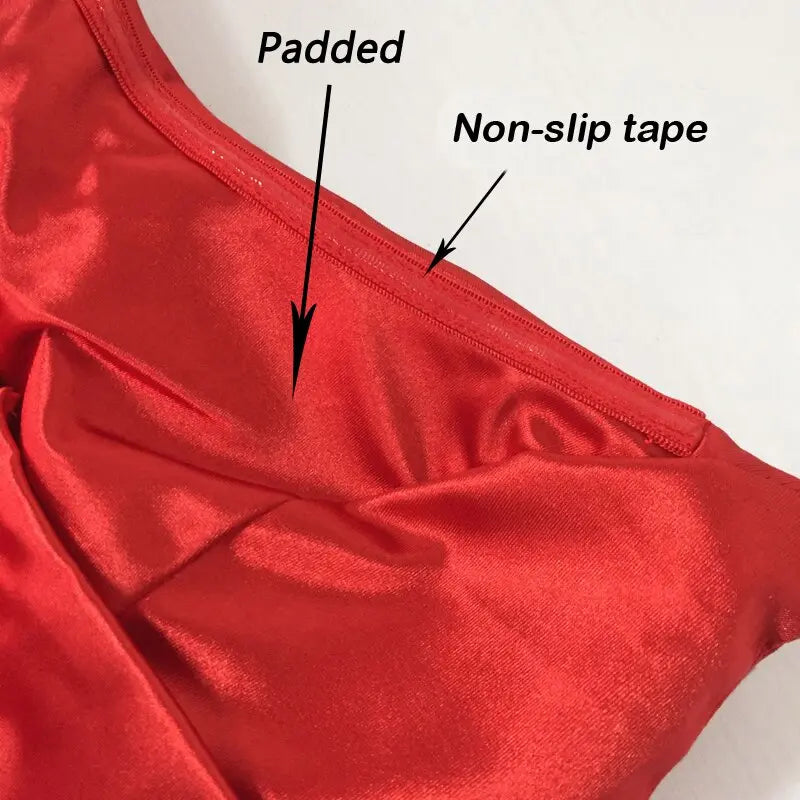 Red Strapless Backless Padded  Split Leg  Maxi Dress - MSCOOCO