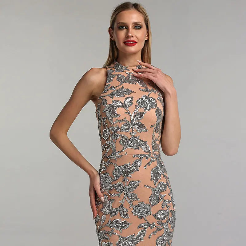 Rosie Sequined Sparkle Vintage Evening Dress Mscooco.co.uk