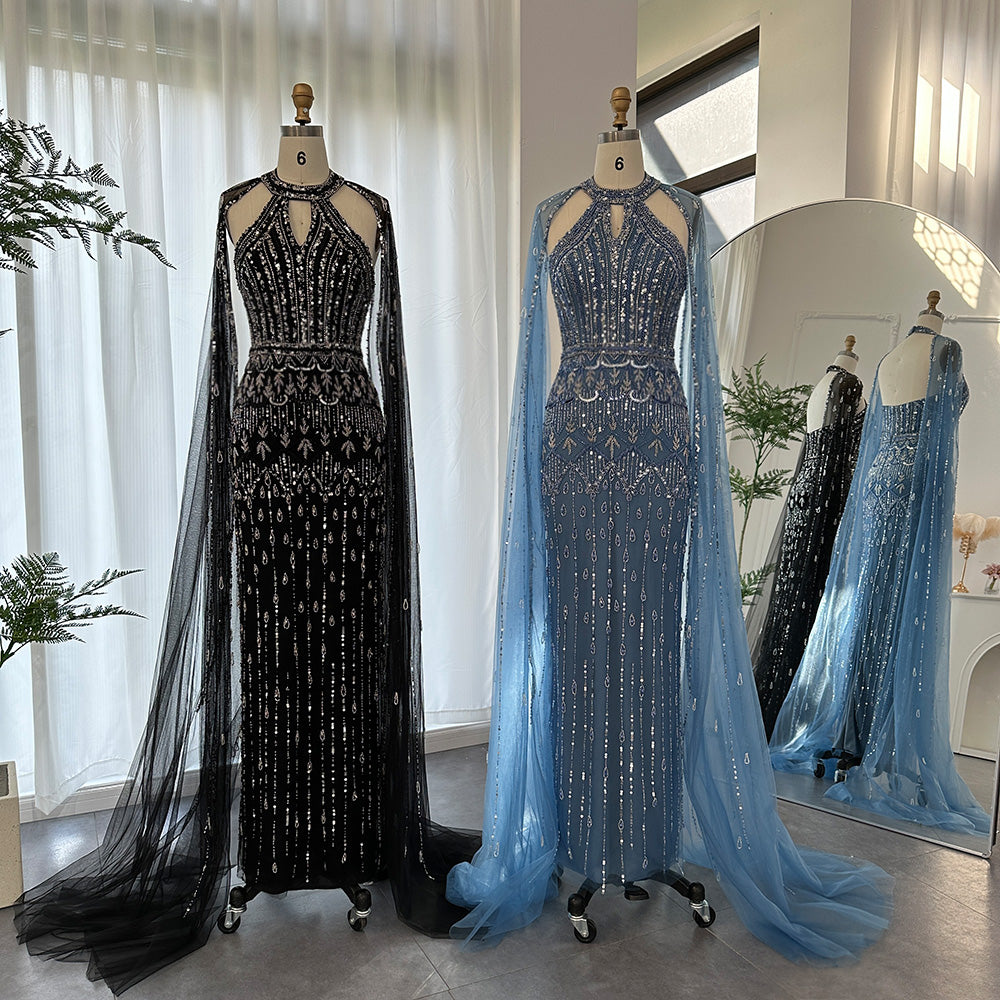 JOSH Red Carpet Mermaid Evening Dress with Cape Sleeves MSCOOCO