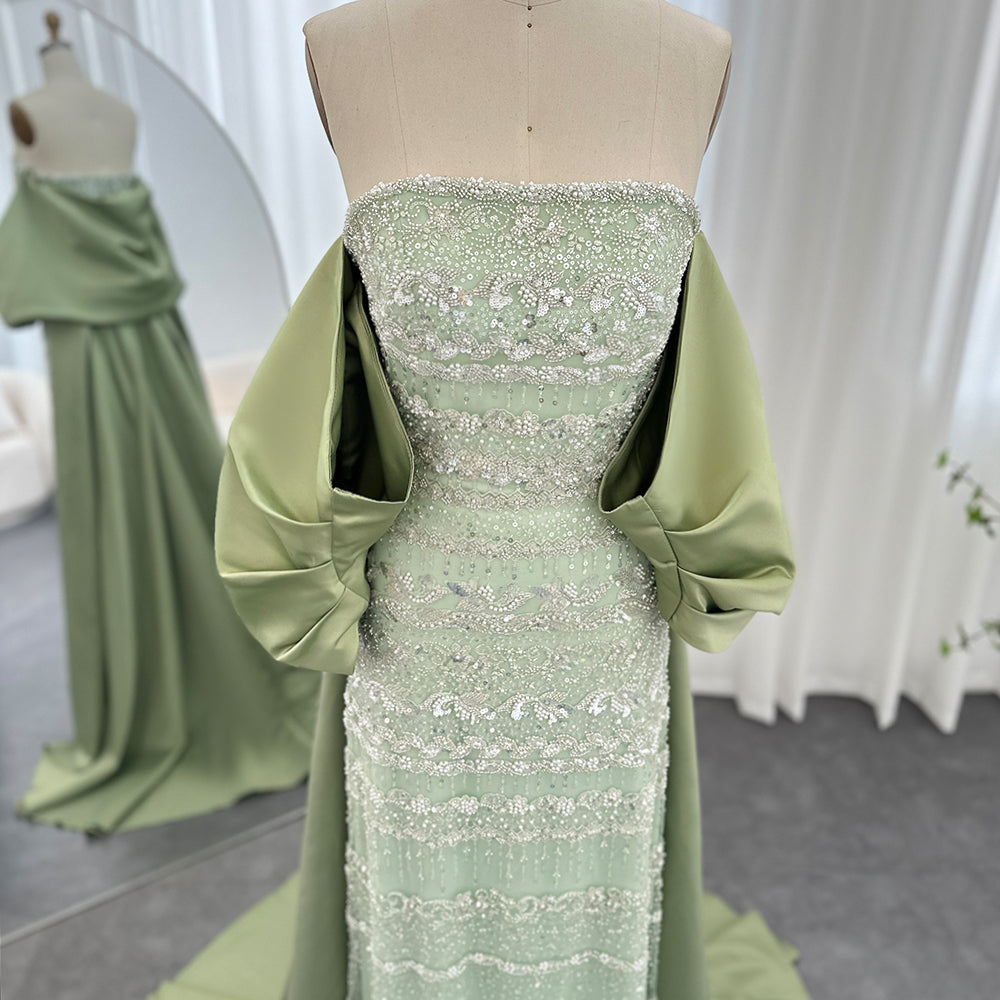 AMORA Elegant Beaded Embellishment Evening Dress with Cape Mscooco.co.uk