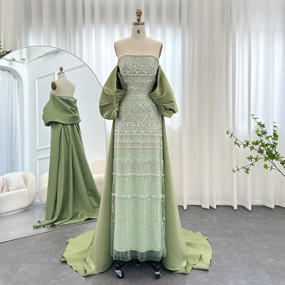 AMORA Elegant Beaded Embellishment Evening Dress with Cape Mscooco.co.uk