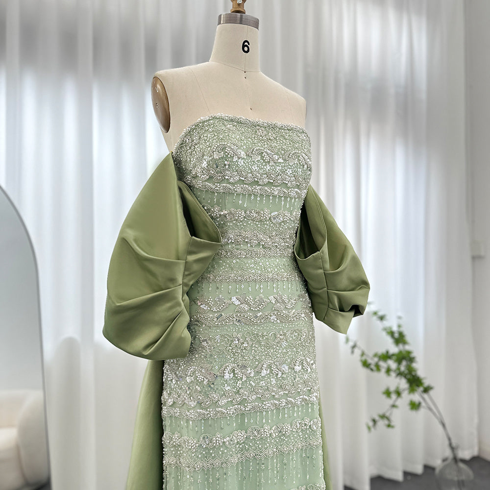 AMORA Elegant Beaded Embellishment Evening Dress with Cape Mscooco.co.uk
