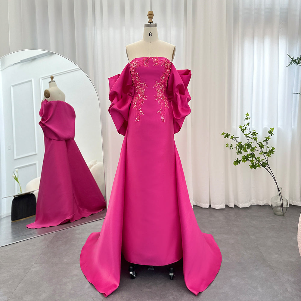 GINA Fuchsia Luxury Prom Dress with Cape Shawl – Mscooco.co.uk GINA Fuchsia Luxury Prom Dress with Cape Shawl – Mscooco.co.uk