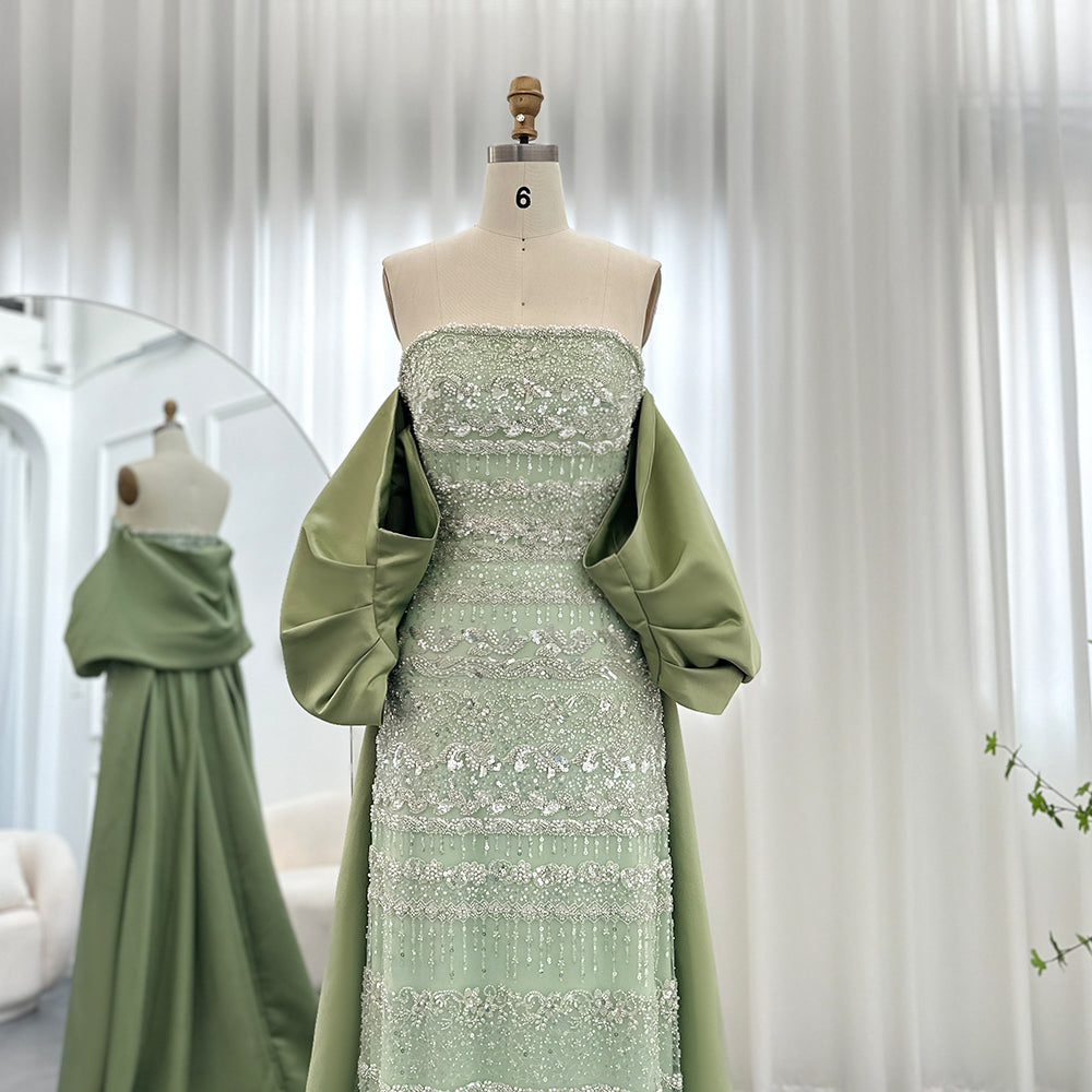 AMORA Elegant Beaded Embellishment Evening Dress with Cape Mscooco.co.uk