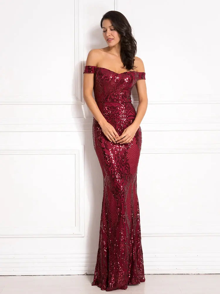 Sequined Backless Floor Length Lining Stretchy Maxi Dress - MSCOOCO