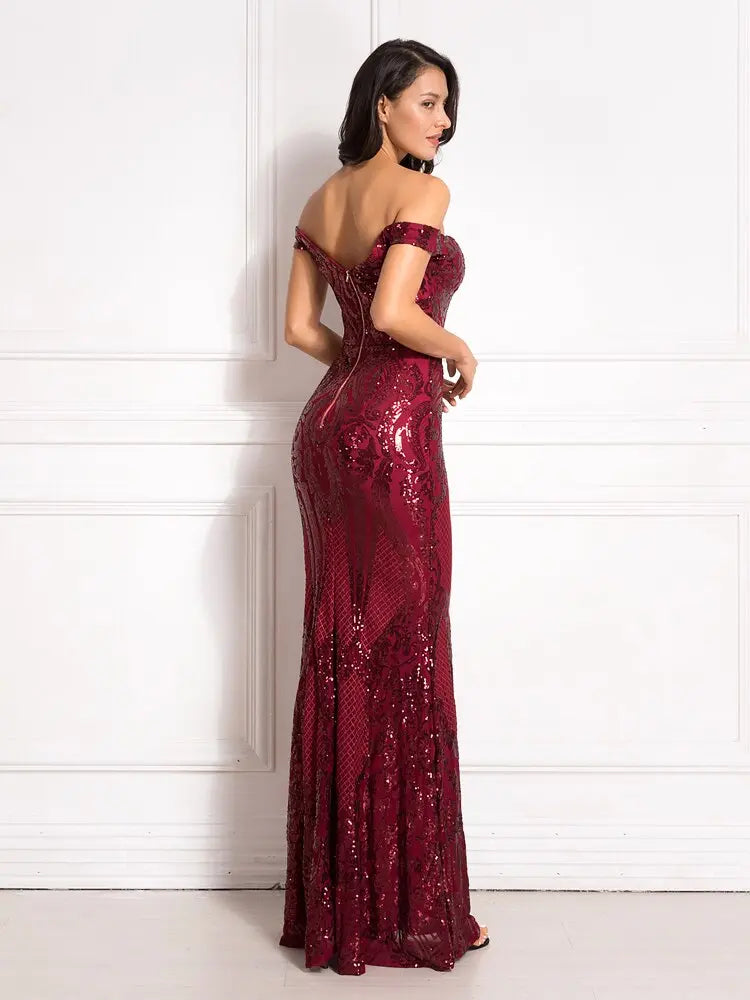 Sequined Backless Floor Length Lining Stretchy Maxi Dress - MSCOOCO
