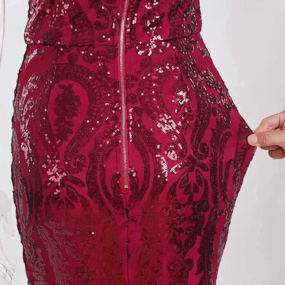 Sequined Backless Floor Length Lining Stretchy Maxi Dress - MSCOOCO