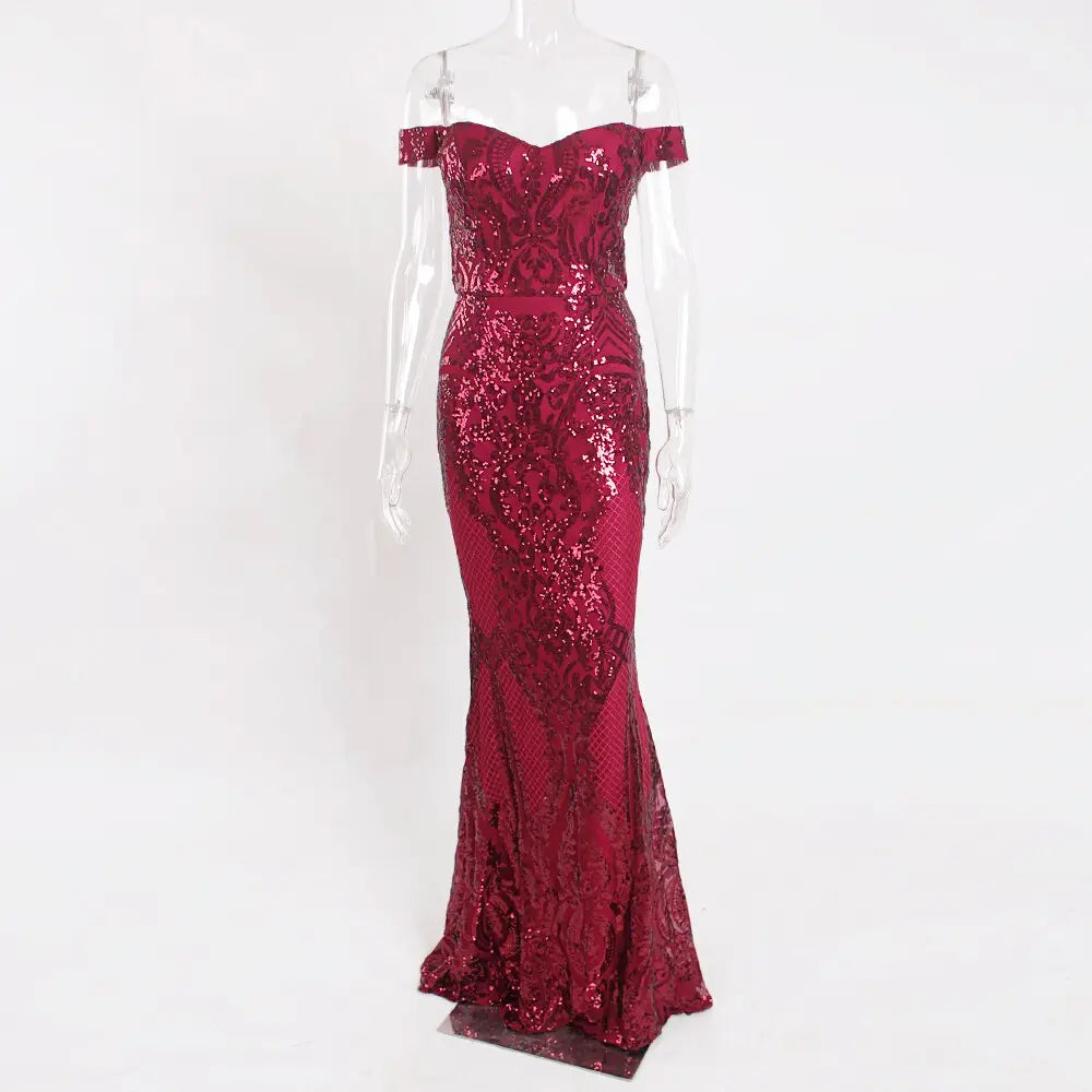 Sequined Backless Floor Length Lining Stretchy Maxi Dress - MSCOOCO