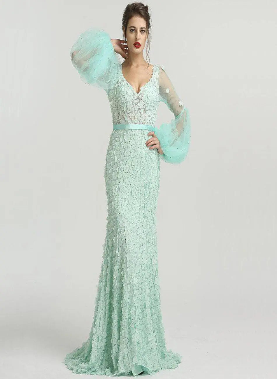 Serenity Flowers Pearls Formal Dress Mscooco.co.uk