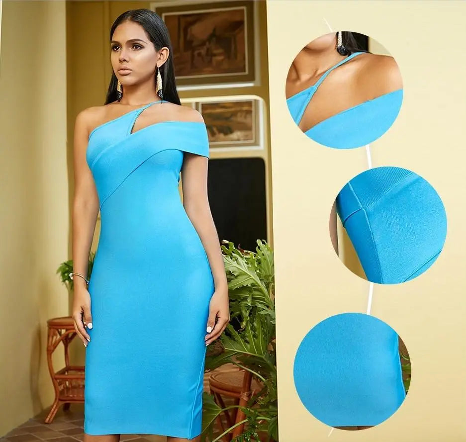 Sexy One Shoulder Strapless Midi Dress - MSCOOCO