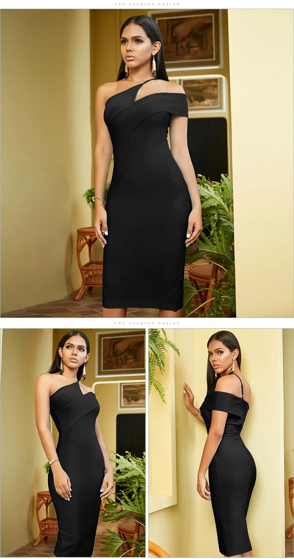 Sexy One Shoulder Strapless Midi Dress - MSCOOCO