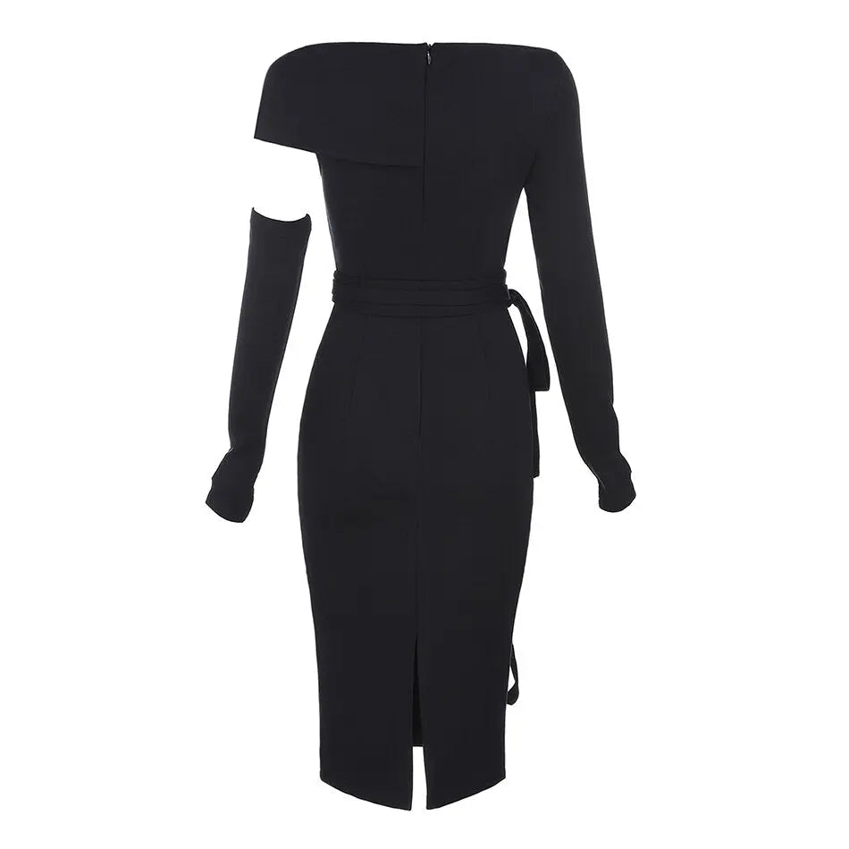 Stylish Vestidos Long Sleeve Midi Dress - MSCOOCO