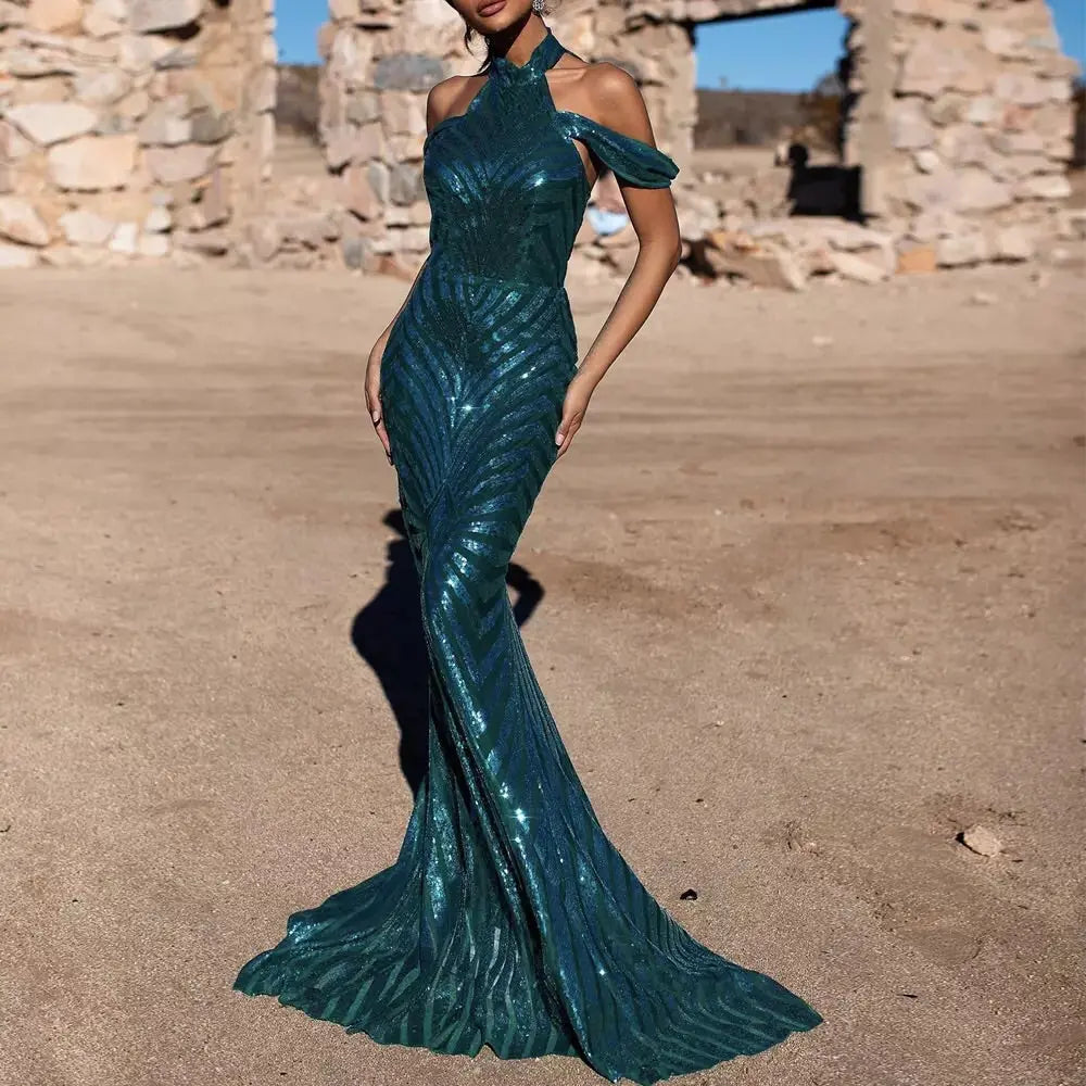 Sydney Green Sequin Maxi Dress - MSCOOCO