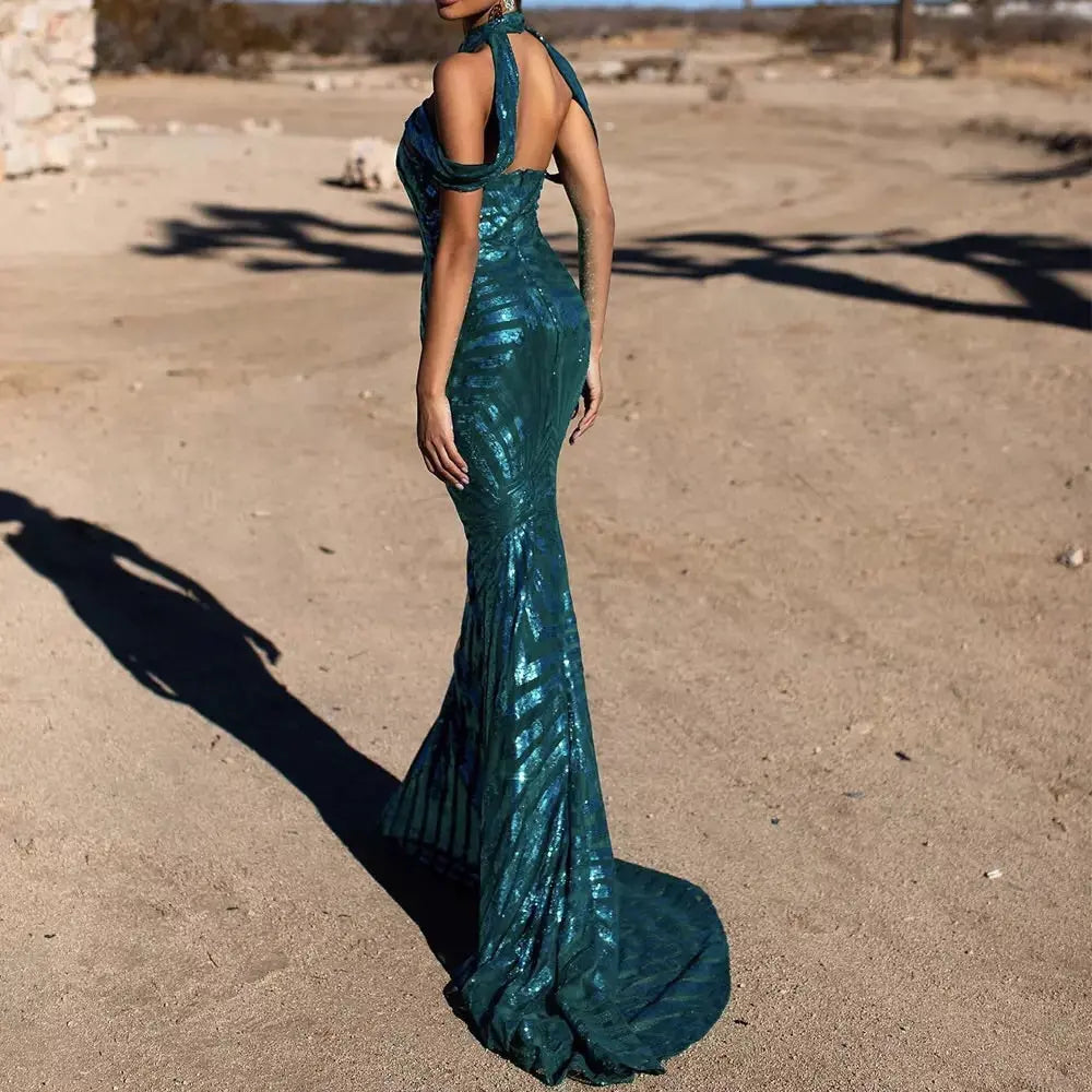 Sydney Green Sequin Maxi Dress - MSCOOCO