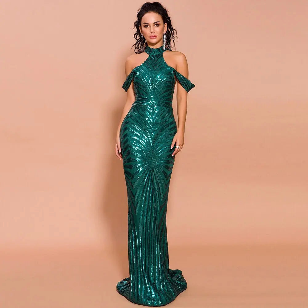 Sydney Green Sequin Maxi Dress - MSCOOCO