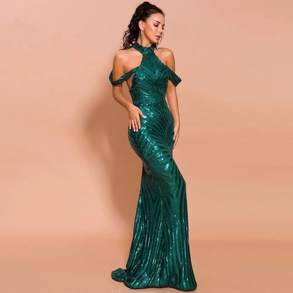 Sydney Green Sequin Maxi Dress - MSCOOCO