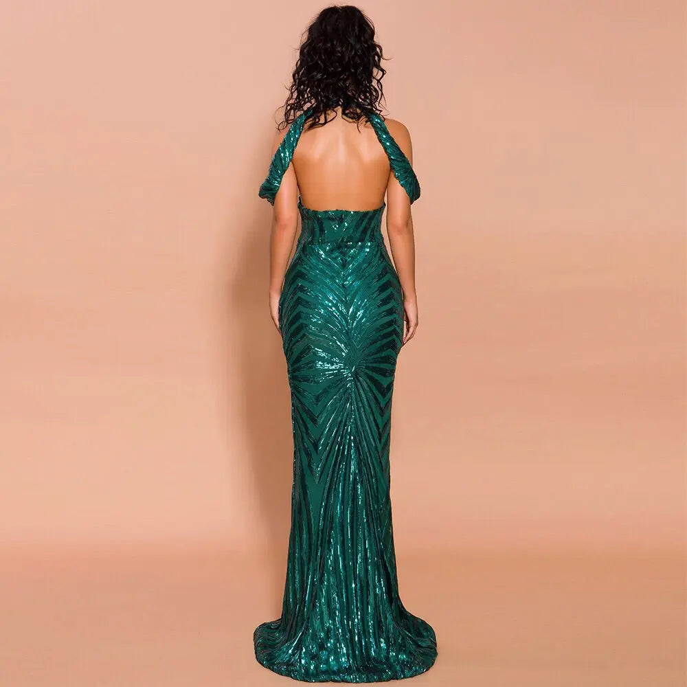 Sydney Green Sequin Maxi Dress - MSCOOCO