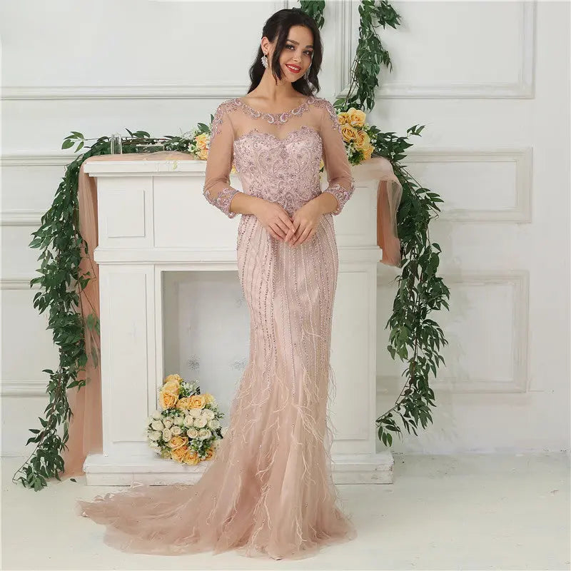 Sylvie Beading Sequined Evening Dress Mscooco.co.uk