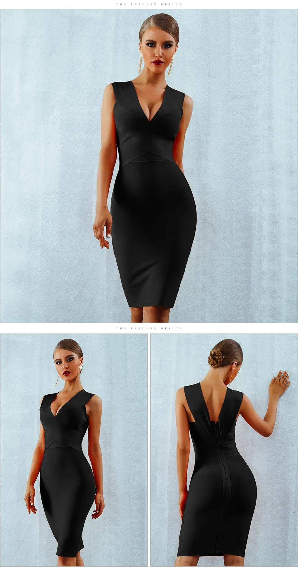 Tank Sexy Deep V-Neck  Bodycon Dress - MSCOOCO