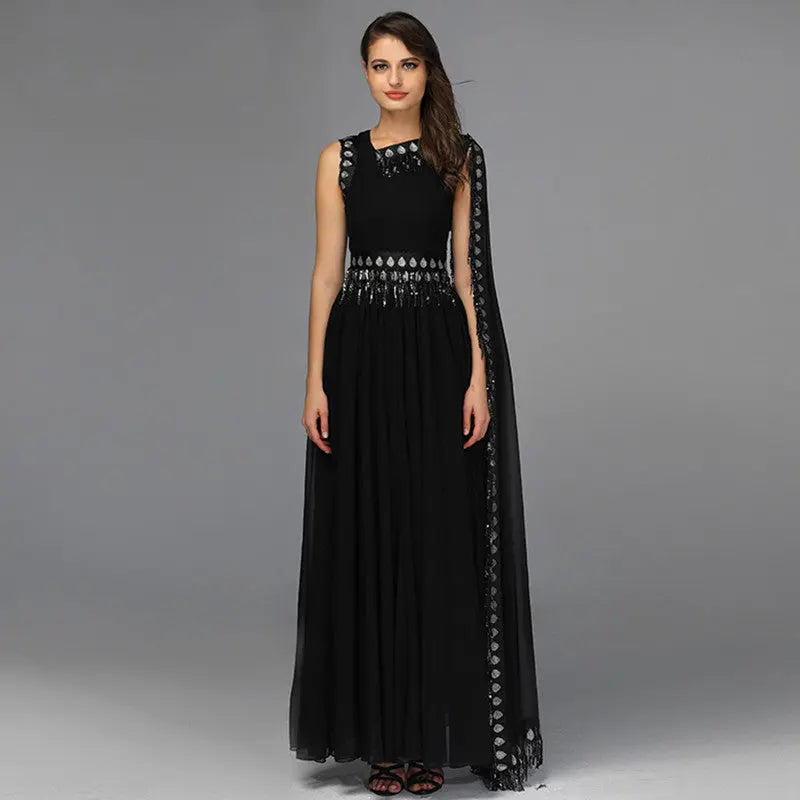 VANESSA - Sequined Sashes Evening Dress Mscooco.co.uk