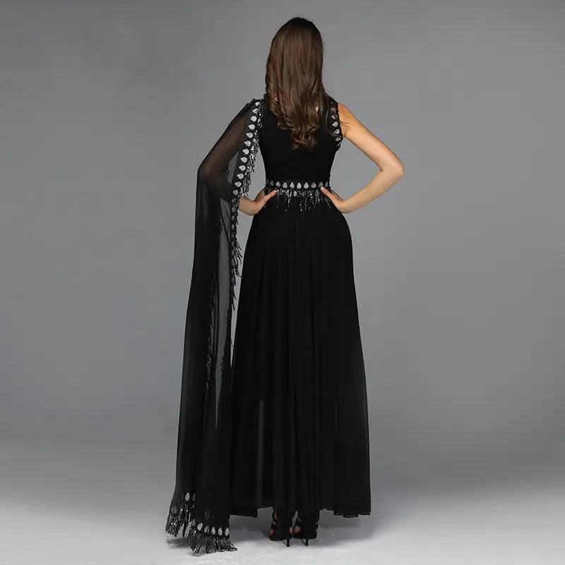 VANESSA - Sequined Sashes Evening Dress Mscooco.co.uk