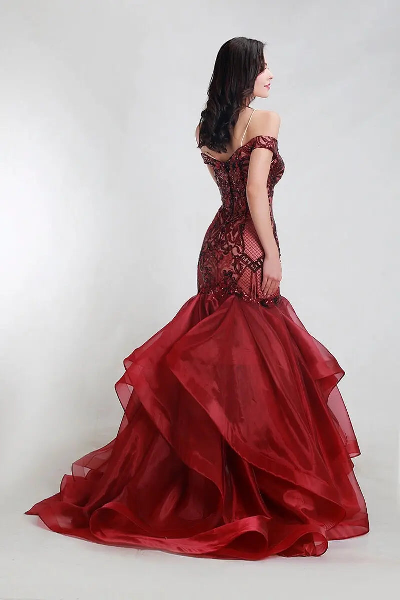 Vintage Off Shoulder Mermaid Gown - MSCOOCO