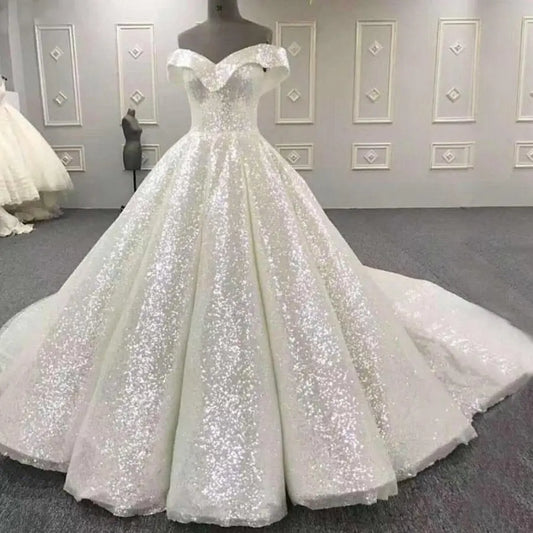 Vintage Sleeveless Sparkle Bridal Gown Mscooco.co.uk