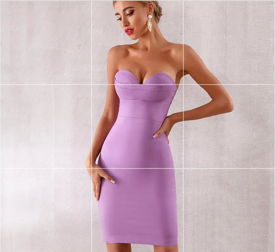 Violet Bodycon Celebrity Midi Dress - MSCOOCO